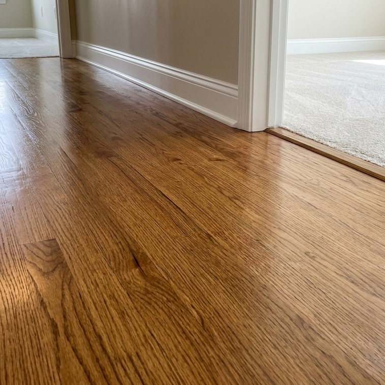 Refinished hardwood floor after a LuxReady clean
